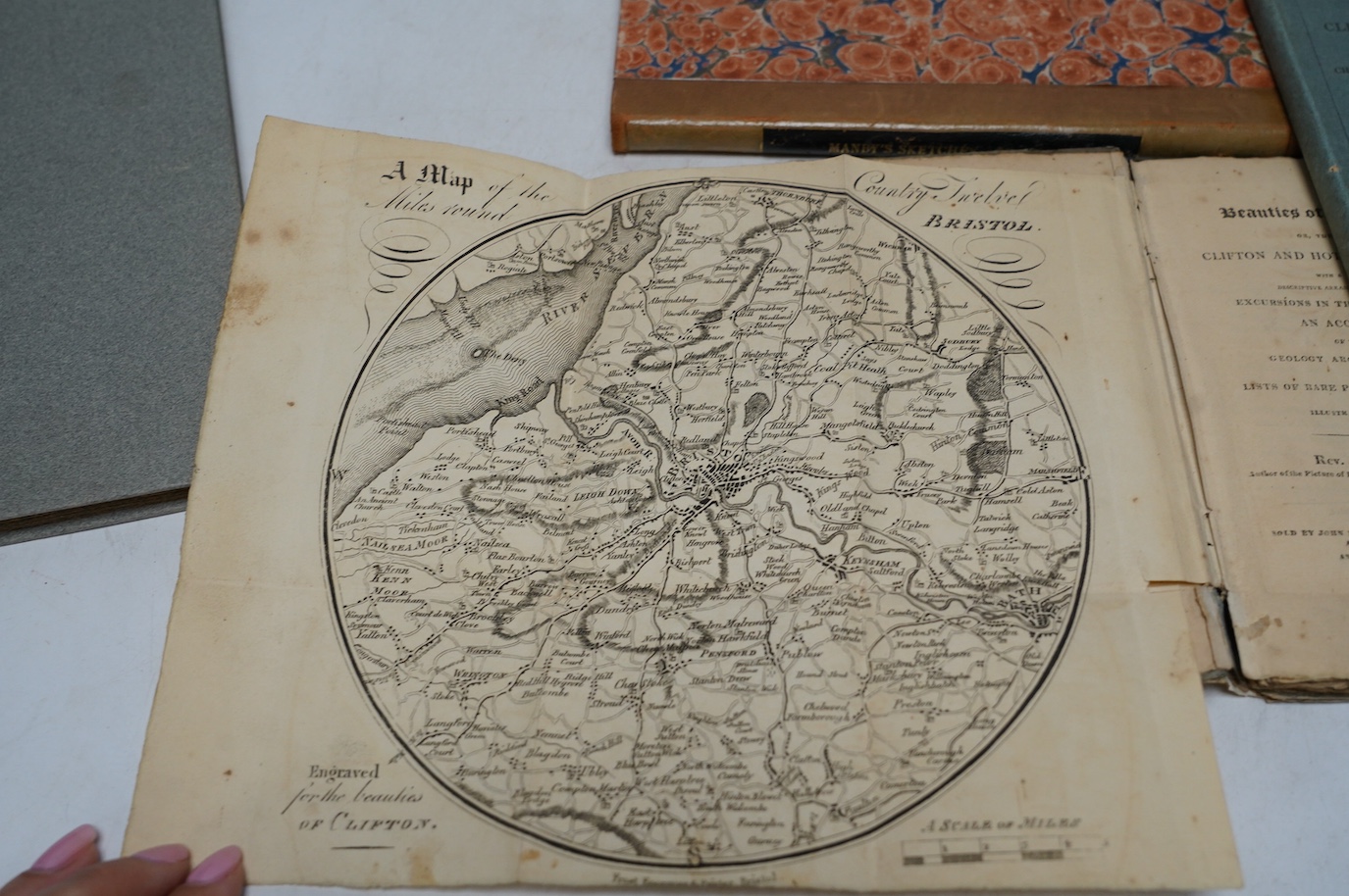 SOMERSET, BRISTOL: Manby, G.W. - Fugitive Sketches of the History and Natural Beauties of Clifton Hot-Wells and Vicinity. 4 plans and 14 (mostly aquatint) plates, half-title; new paper boards